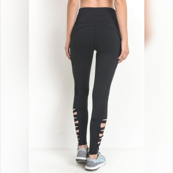 Highwaist Zig Zag Straps Pocket Leggings - Picture 4 of 7
